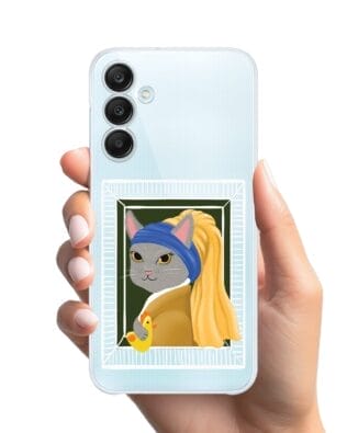 Etui do Samsung Galaxy M35 5G przeźroczyste, silikonowe Flexi, kotek z kurczakiem