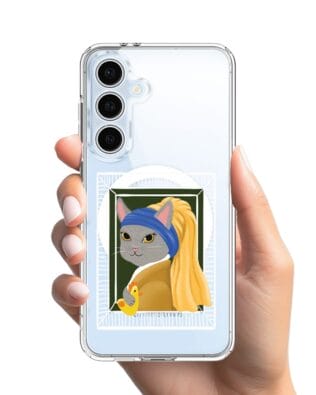 Etui do Samsung Galaxy S24 FE z MagSafe przeźroczyste, silikonowe Flexi, kotek z kurczakiem