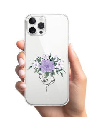 Etui do iPhone 12 Pro przeźroczyste, silikonowe Flexi, kobieta z kwiatami