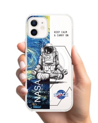 Etui do iPhone 12 Mini z MagSafe przeźroczyste, silikonowe Flexi, Keep Calm in Cosmos