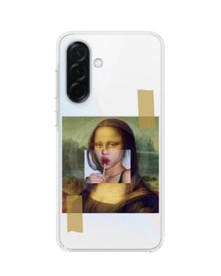 Etui do Samsung Galaxy A36 5G z MagSafe przeźroczyste, silikonowe Flexi, Mona Lisa z lizakiem