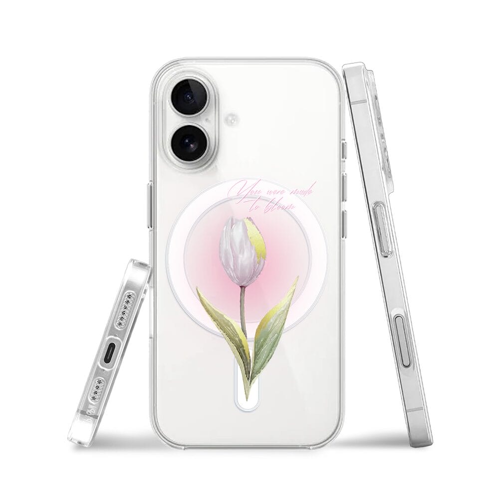 Etui do iPhone 16 z MagSafe przeźroczyste, silikonowe Flexi, kwiaty, tulipan - obrazek 3