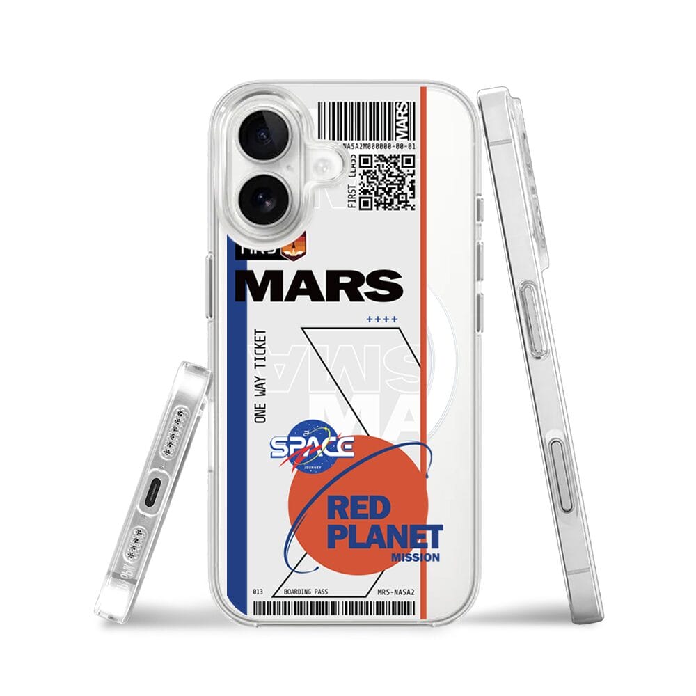 Etui do iPhone 16 Plus z MagSafe przeźroczyste, silikonowe Flexi, bilet na Mars - obrazek 3