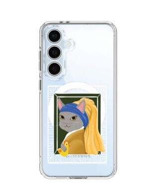 Etui do Samsung Galaxy S24 FE z MagSafe przeźroczyste, silikonowe Flexi, kotek z kurczakiem