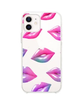 Etui do iPhone 12 przeźroczyste, silikonowe Flexi, hologramowe usta