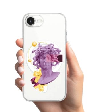 Etui do iPhone 16e z MagSafe przeźroczyste, silikonowe Flexi, antyczna figura