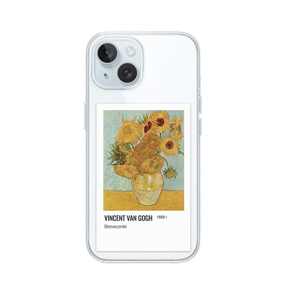 Etui do iPhone 15 z MagSafe przeźroczyste, silikonowe Flexi, słoneczniki