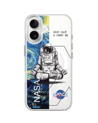 Etui do iPhone 16 Plus z MagSafe przeźroczyste, silikonowe Flexi, Keep Calm in Cosmos