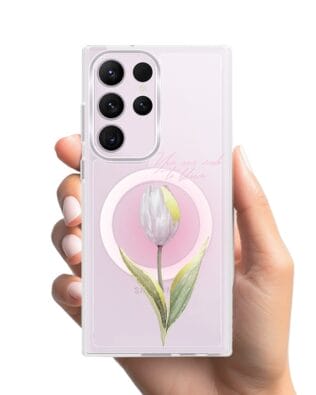 Etui do Samsung Galaxy S23 Ultra z MagSafe przeźroczyste, silikonowe Flexi, tulipan