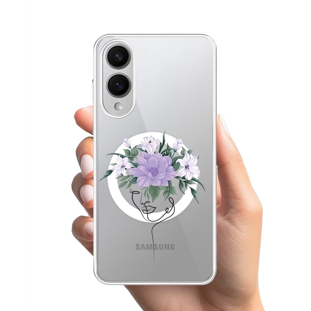 Etui do Samsung Galaxy S25 Edge z MagSafe przeźroczyste, silikonowe Flexi, kobieta z kwiatami - obrazek 2