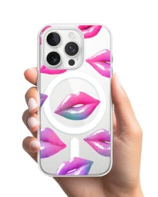 Etui do iPhone 13 Pro z MagSafe przeźroczyste, silikonowe Flexi, hologramowe usta