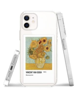 Etui do iPhone 12 Mini z MagSafe przeźroczyste, silikonowe Flexi, słoneczniki