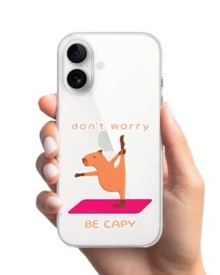 Etui do iPhone 16 przeźroczyste, silikonowe Flexi, kapibara