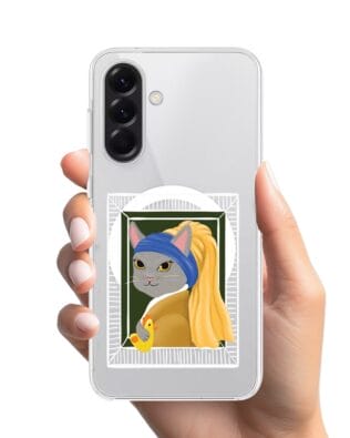 Etui do Samsung Galaxy A56 5G z MagSafe przeźroczyste, silikonowe Flexi, kotek z kurczakiem