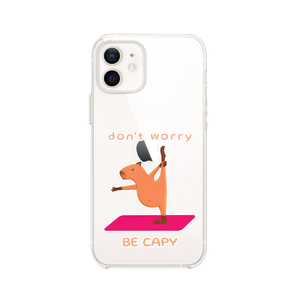 Etui do iPhone 12 przeźroczyste, silikonowe Flexi, kapibara