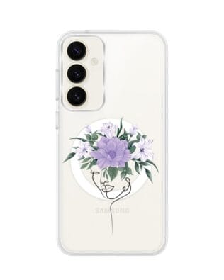 Etui do Samsung Galaxy S23 FE 5G z MagSafe przeźroczyste, silikonowe Flexi, kobieta z kwiatami