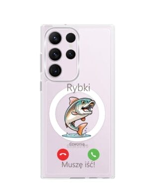 Etui do Samsung Galaxy S23 Ultra z MagSafe przeźroczyste, silikonowe Flexi, rybki dzwonią