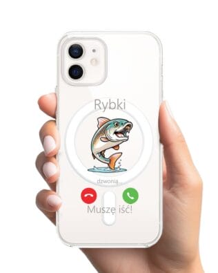 Etui do iPhone 12 Mini z MagSafe przeźroczyste, silikonowe Flexi, rybki dzwonią