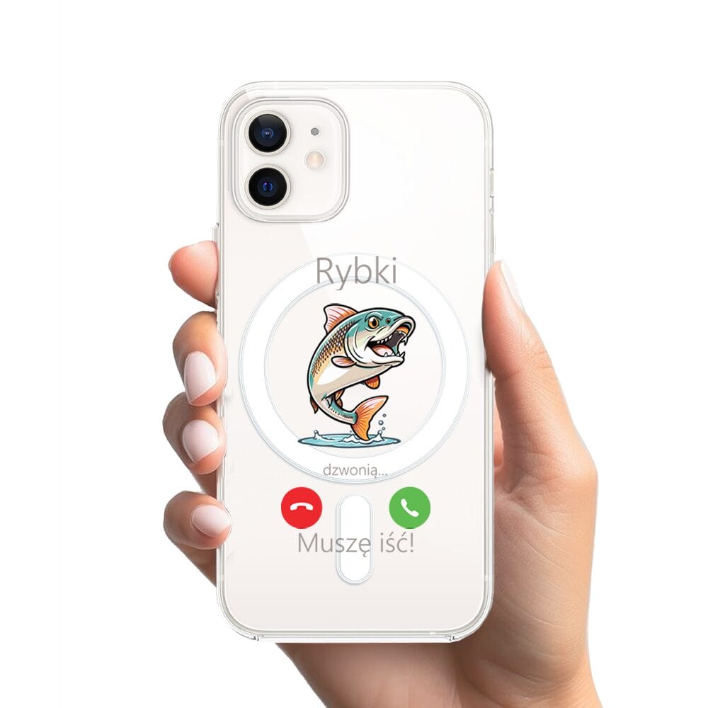 Etui do iPhone 12 Mini z MagSafe przeźroczyste, silikonowe Flexi, rybki dzwonią - obrazek 2