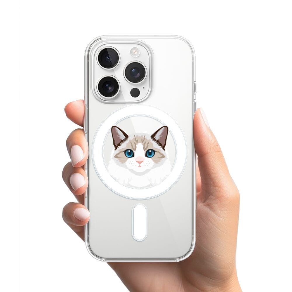 Etui do iPhone 13 Pro z MagSafe przeźroczyste, silikonowe Flexi, kot birmański - obrazek 2