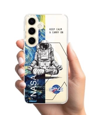 Etui do Samsung Galaxy S24 z MagSafe przeźroczyste, silikonowe Flexi, Keep Calm in Cosmos