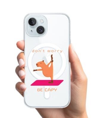 Etui do iPhone 15 Plus z MagSafe przeźroczyste, silikonowe Flexi, kapibara