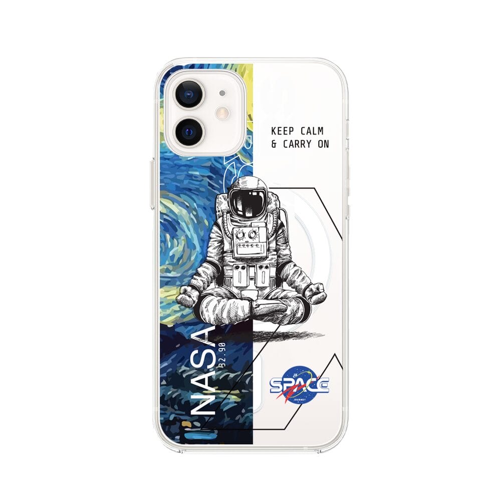 Etui do iPhone 12 Mini z MagSafe przeźroczyste, silikonowe Flexi, Keep Calm in Cosmos