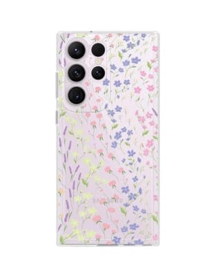 Etui do Samsung Galaxy S23 Ultra przeźroczyste, silikonowe Flexi, kwiaty polne