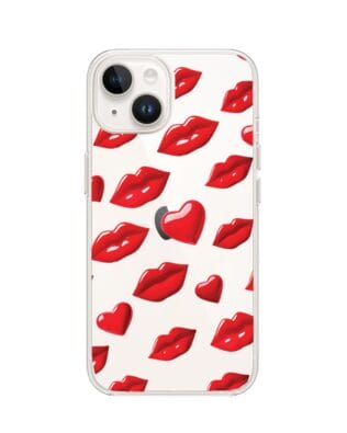 Etui do iPhone 14 przeźroczyste, silikonowe Flexi, czerwone usta