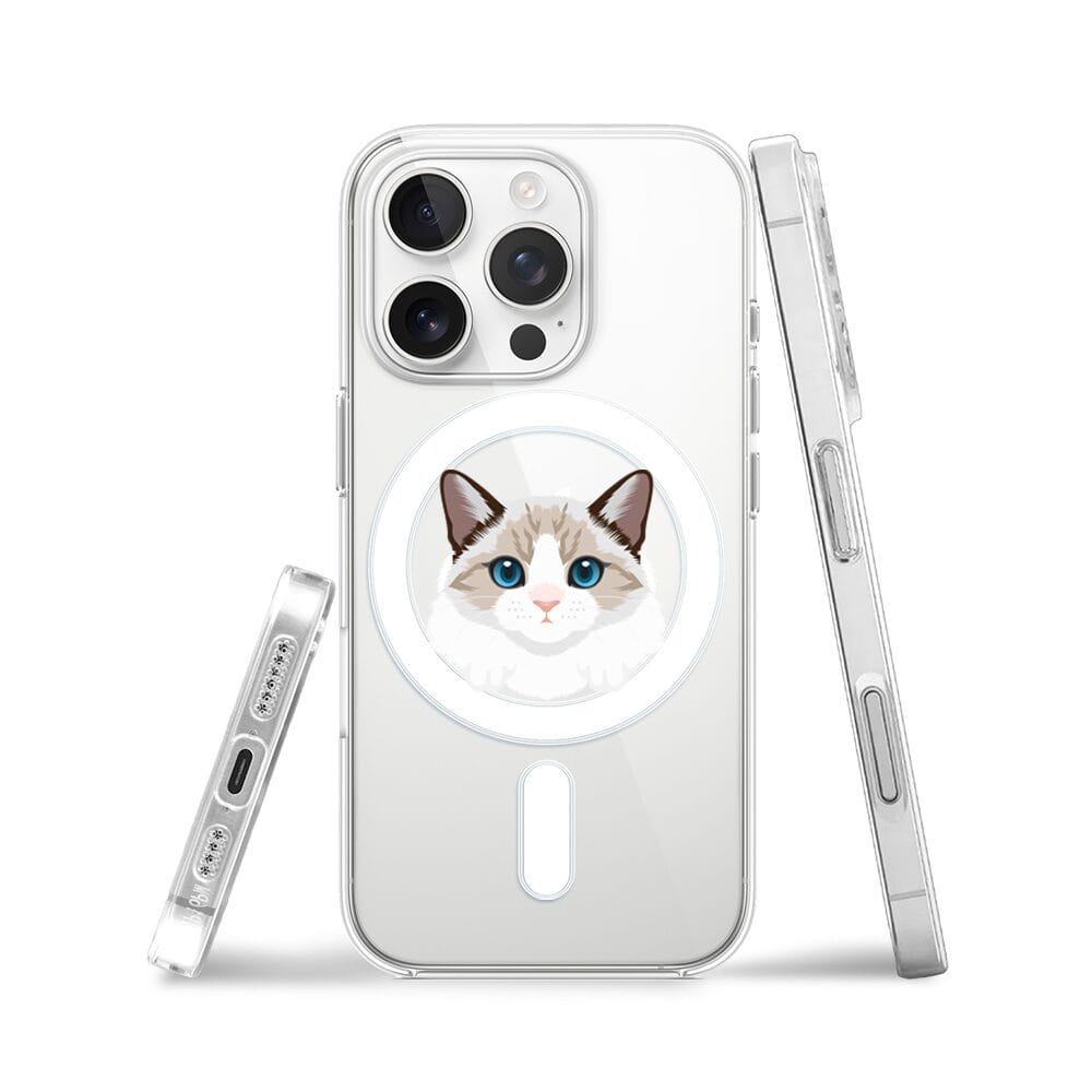 Etui do iPhone 16 Pro z MagSafe przeźroczyste, silikonowe Flexi, kot birmański - obrazek 3