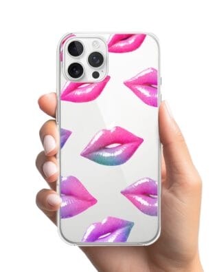 Etui do iPhone 12 Pro przeźroczyste, silikonowe Flexi, hologramowe usta