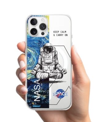 Etui do iPhone 12 Pro z MagSafe przeźroczyste, silikonowe Flexi, Keep Calm in Cosmos