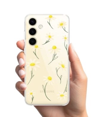 Etui do Samsung Galaxy S24 przeźroczyste, silikonowe Flexi, stokrotki