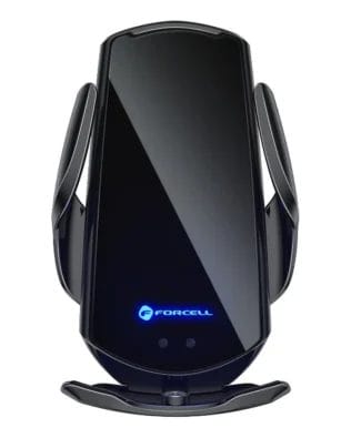 Uchwyt ładujący bezprzewodowo, automatyczny do kratki i na szybę, adaptery magnetyczne do ładowania przewodowego, czarny