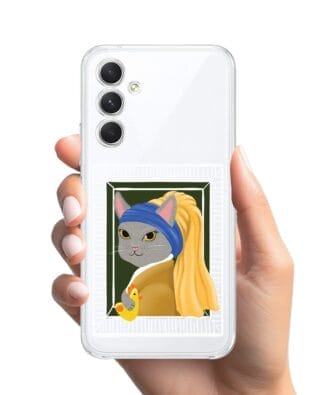 Etui do Samsung Galaxy A54 5G przeźroczyste, silikonowe Flexi, kotek z kurczakiem