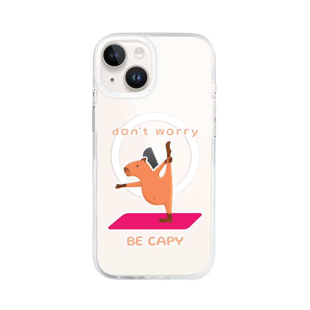 Etui do iPhone 14 z MagSafe przeźroczyste, silikonowe Flexi, kapibara