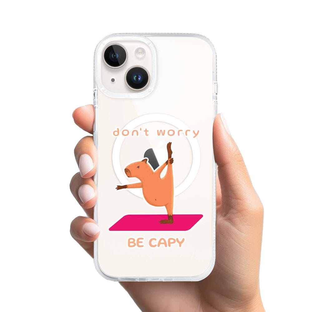Etui do iPhone 14 z MagSafe przeźroczyste, silikonowe Flexi, kapibara - obrazek 2