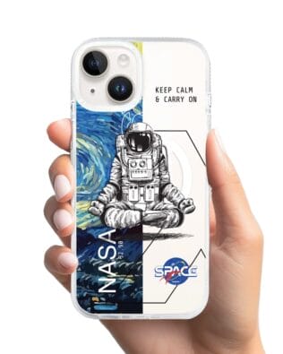 Etui do iPhone 13 z MagSafe przeźroczyste, silikonowe Flexi, Keep Calm in Cosmos