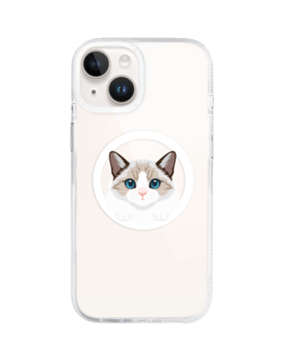Etui do iPhone 14 z MagSafe przeźroczyste, silikonowe Flexi, kot birmański