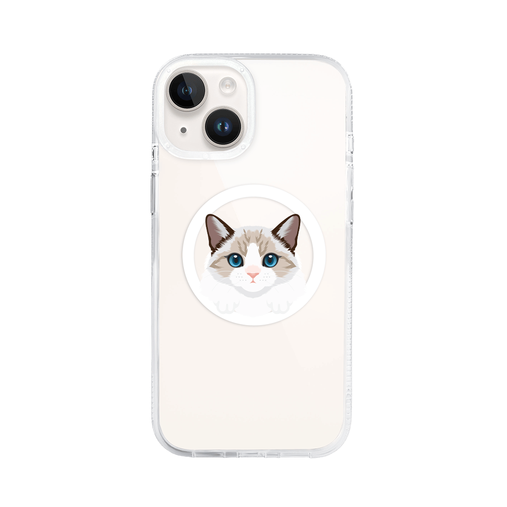 Etui do iPhone 14 z MagSafe przeźroczyste, silikonowe Flexi, kot birmański