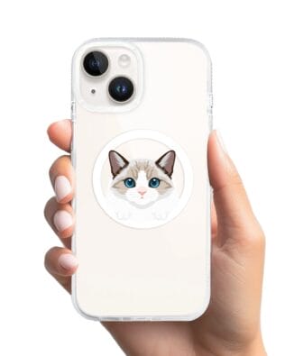 Etui do iPhone 14 z MagSafe przeźroczyste, silikonowe Flexi, kot birmański