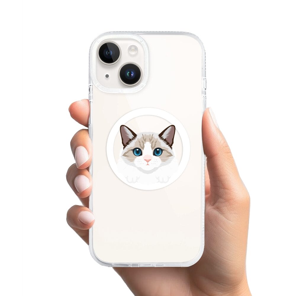 Etui do iPhone 14 z MagSafe przeźroczyste, silikonowe Flexi, kot birmański - obrazek 2