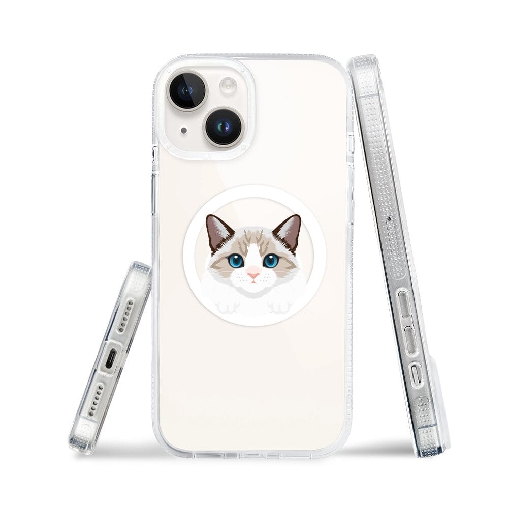 Etui do iPhone 14 z MagSafe przeźroczyste, silikonowe Flexi, kot birmański - obrazek 3