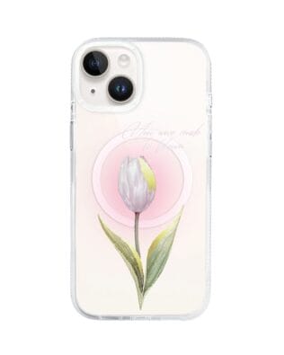 Etui do iPhone 14 z MagSafe przeźroczyste, silikonowe Flexi, kwiaty, tulipan