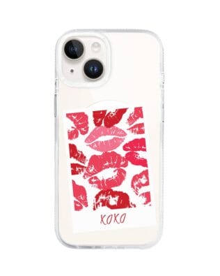 Etui do iPhone 13 z MagSafe przeźroczyste, silikonowe Flexi, pocałunki, polaroid