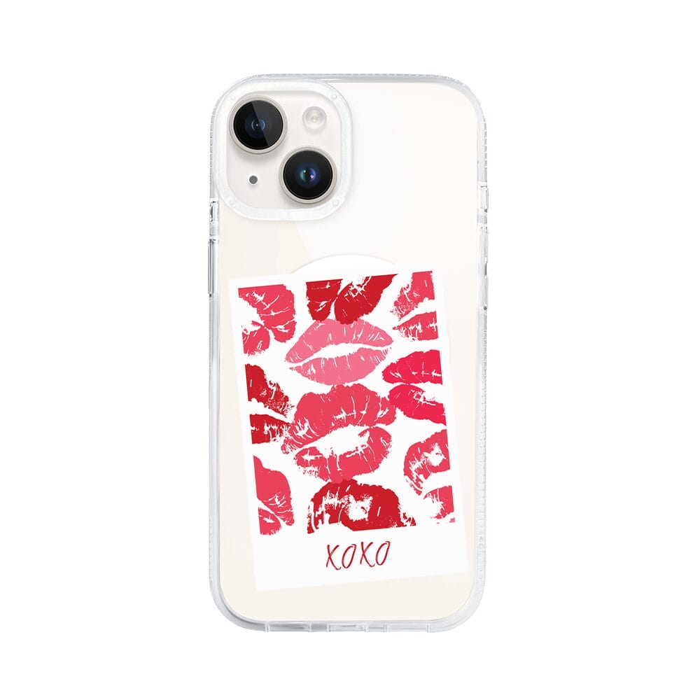 Etui do iPhone 13 z MagSafe przeźroczyste, silikonowe Flexi, pocałunki, polaroid