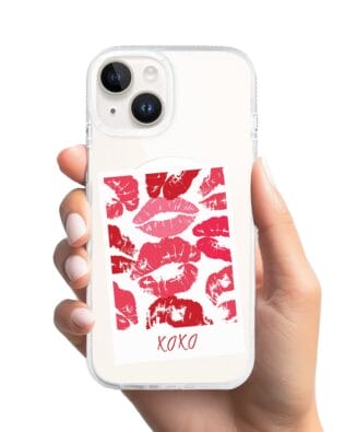 Etui do iPhone 13 z MagSafe przeźroczyste, silikonowe Flexi, pocałunki, polaroid