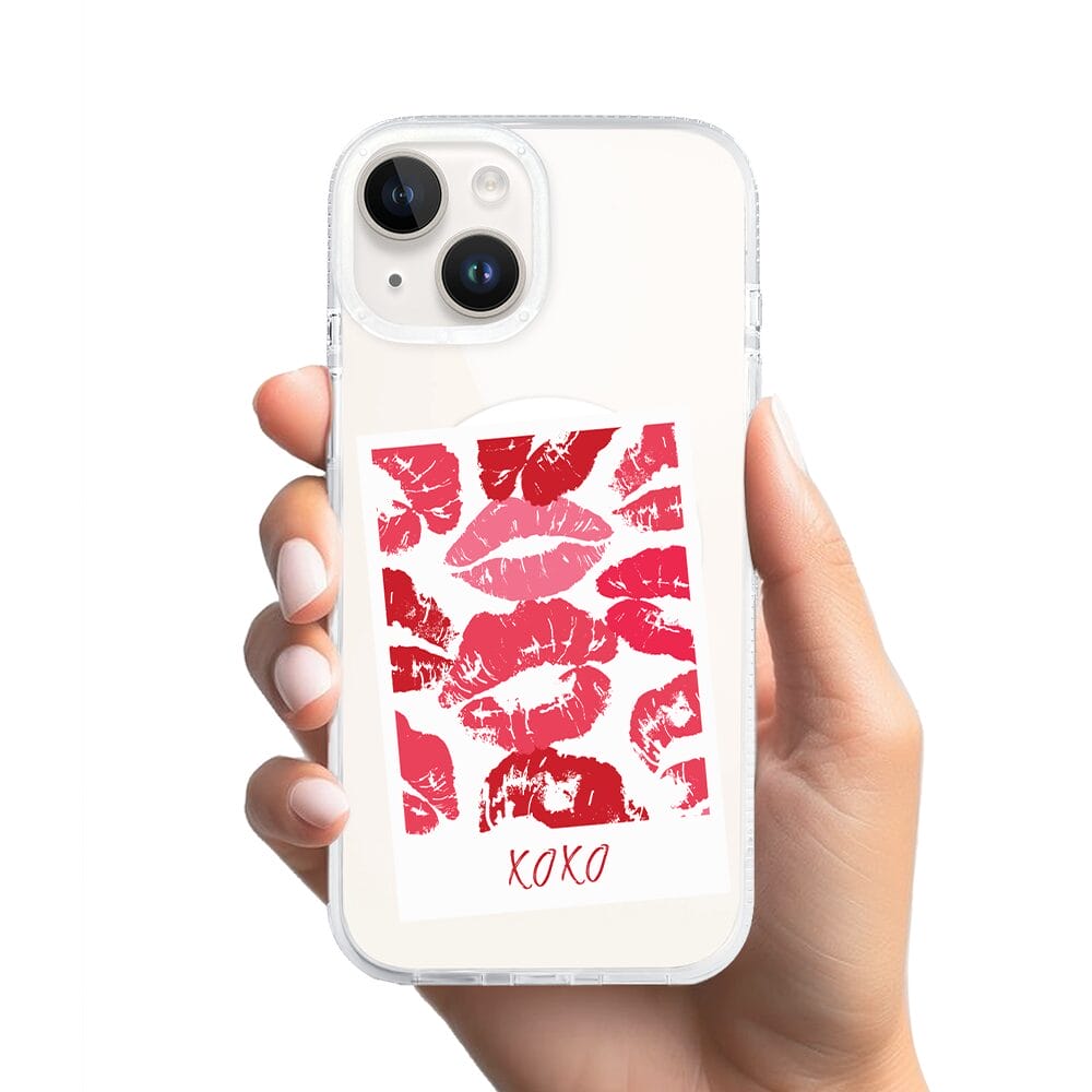 Etui do iPhone 13 z MagSafe przeźroczyste, silikonowe Flexi, pocałunki, polaroid - obrazek 2