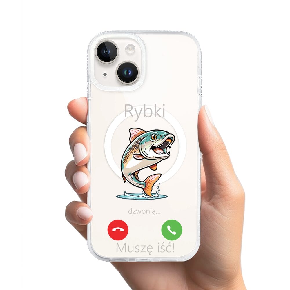 Etui do iPhone 14 z MagSafe przeźroczyste, silikonowe Flexi, rybki dzwonią - obrazek 2