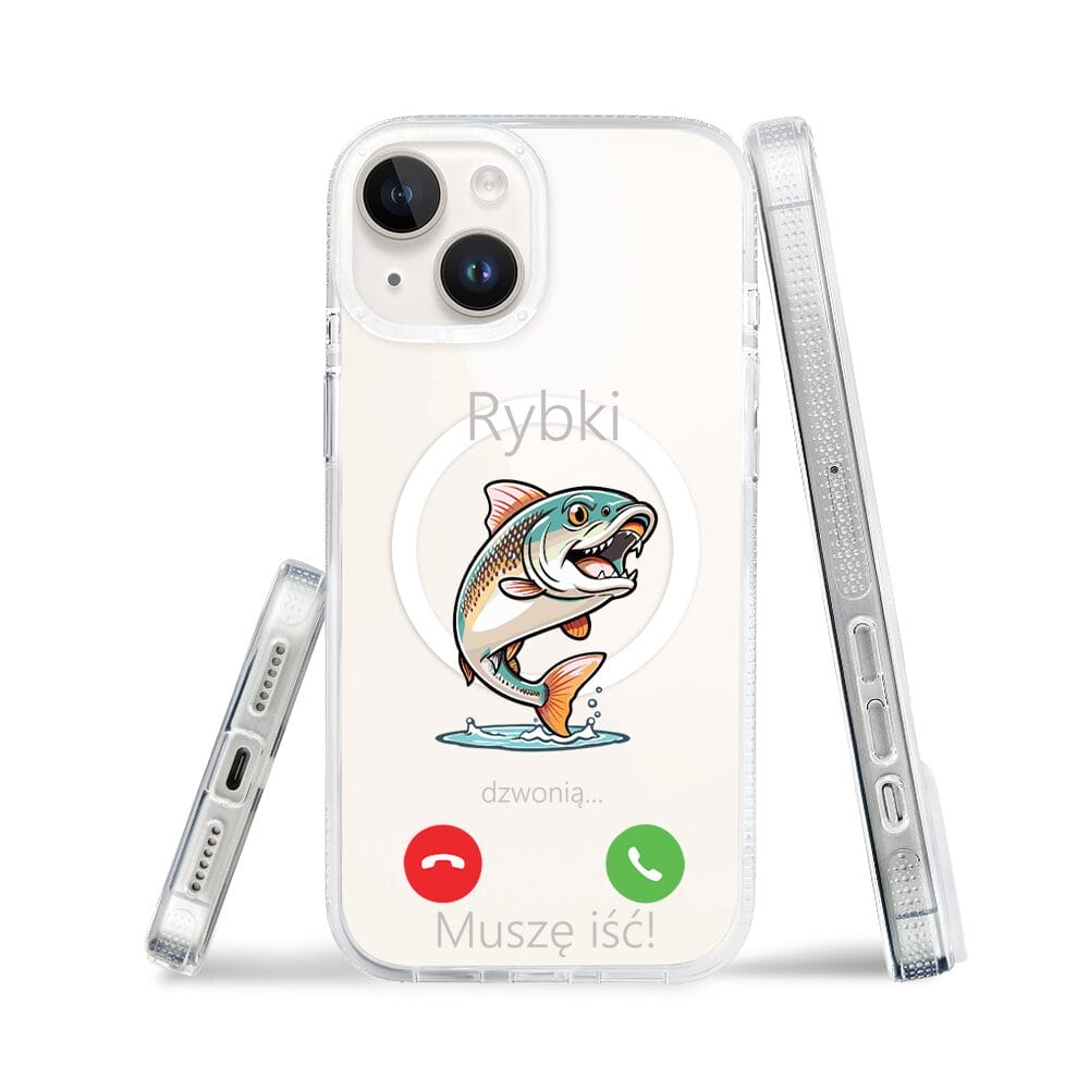 Etui do iPhone 14 z MagSafe przeźroczyste, silikonowe Flexi, rybki dzwonią - obrazek 3